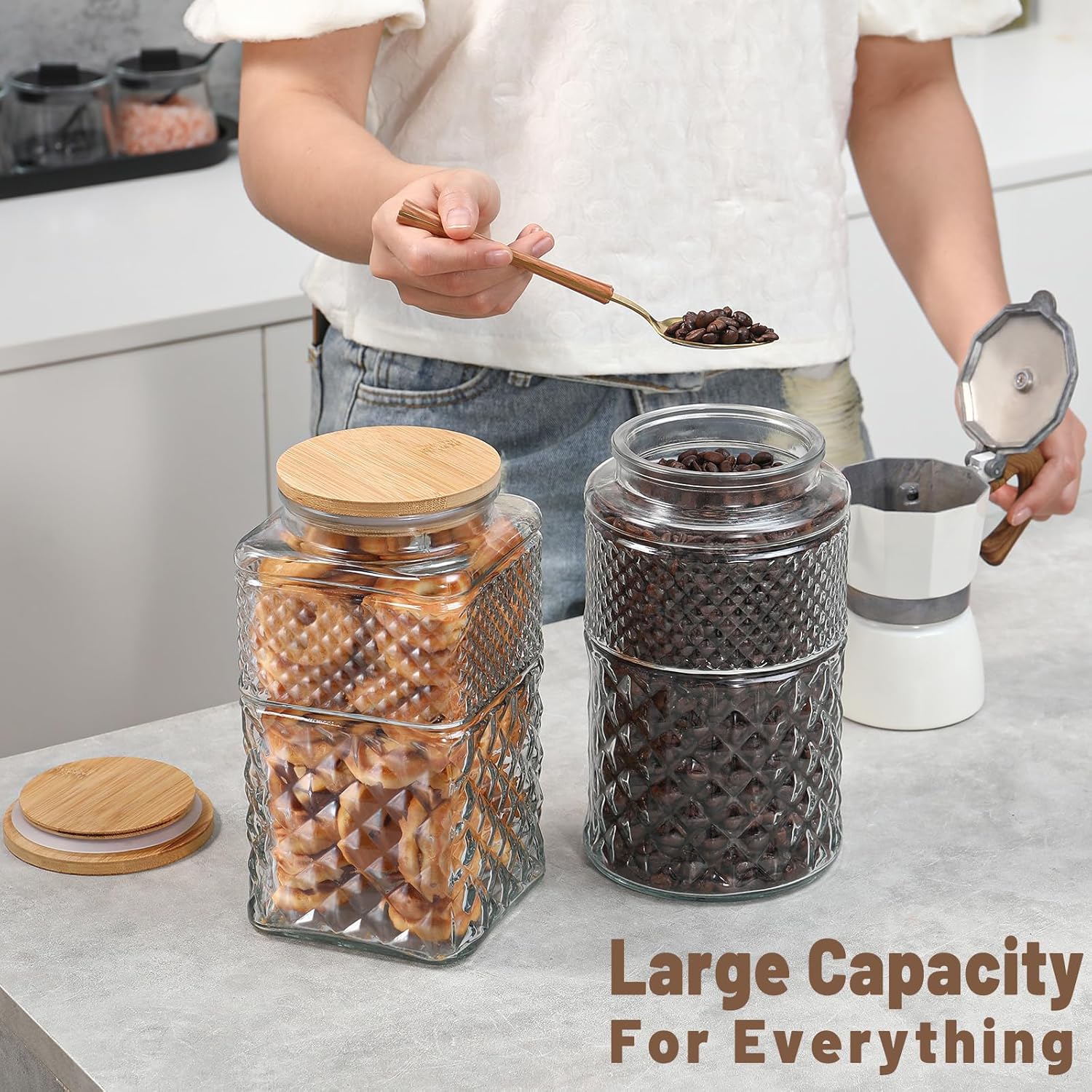 0.7Gallon/2600ml Glass Cookie  - Food Storage Jar Set のレビューと価格