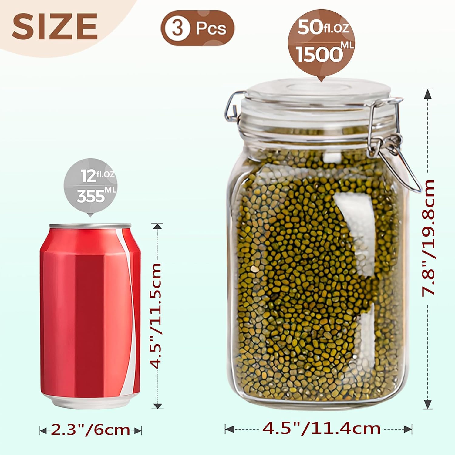 Clear Food Storage Jars 50oz S - Food Storage Jar Set のレビューと価格