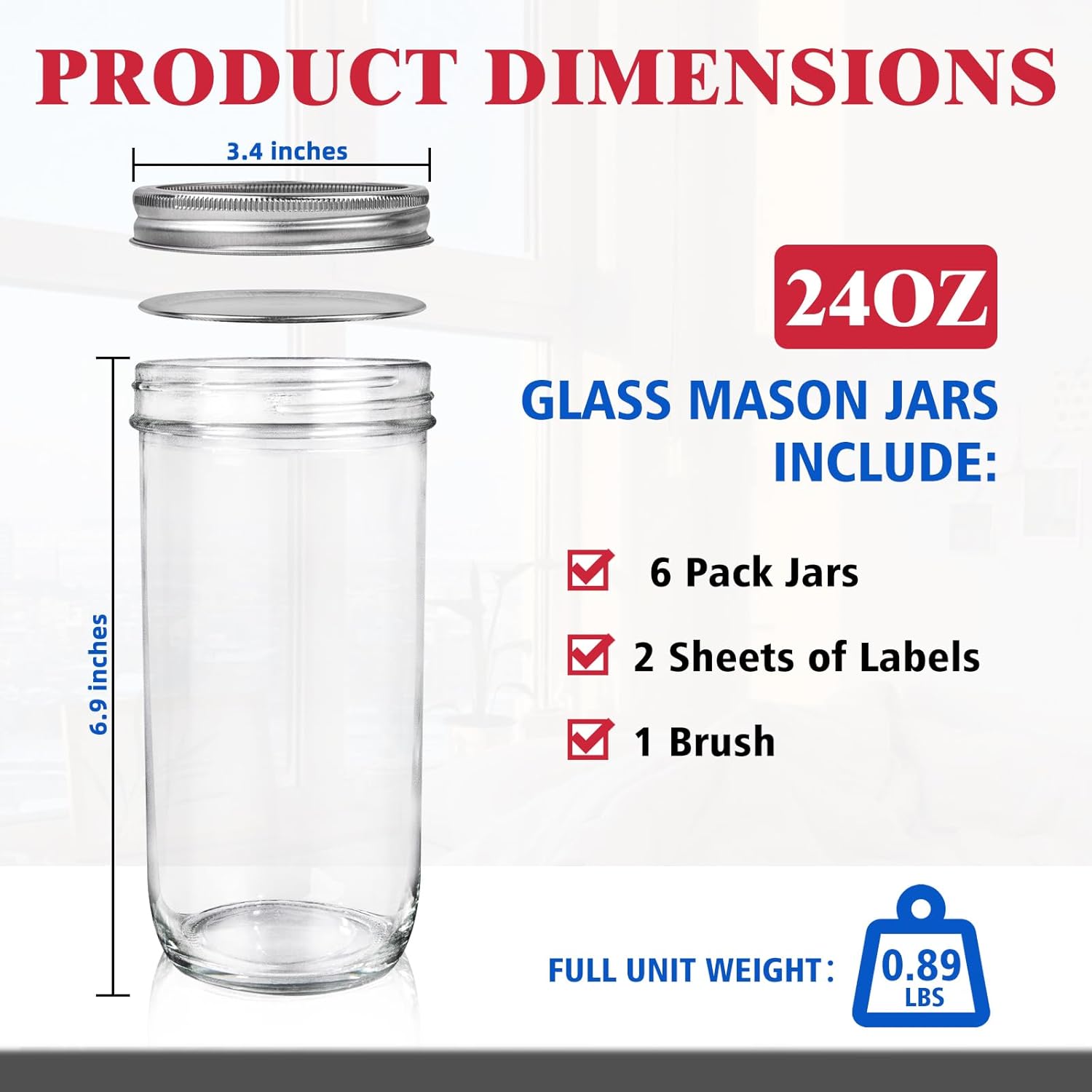 Jars Wide Mouth 6 Pack, 24oz G - Food Storage Airtight のレビューと価格