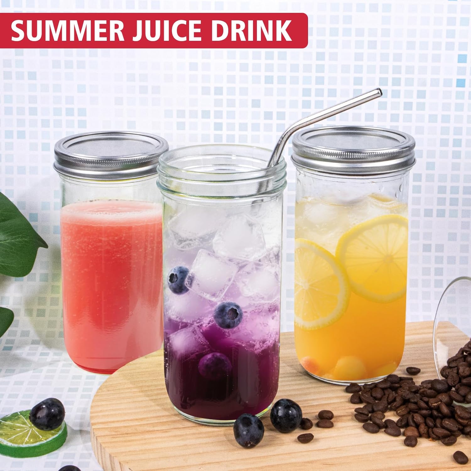 Jars Wide Mouth 6 Pack, 24oz G - Food Storage Airtight のレビューと価格