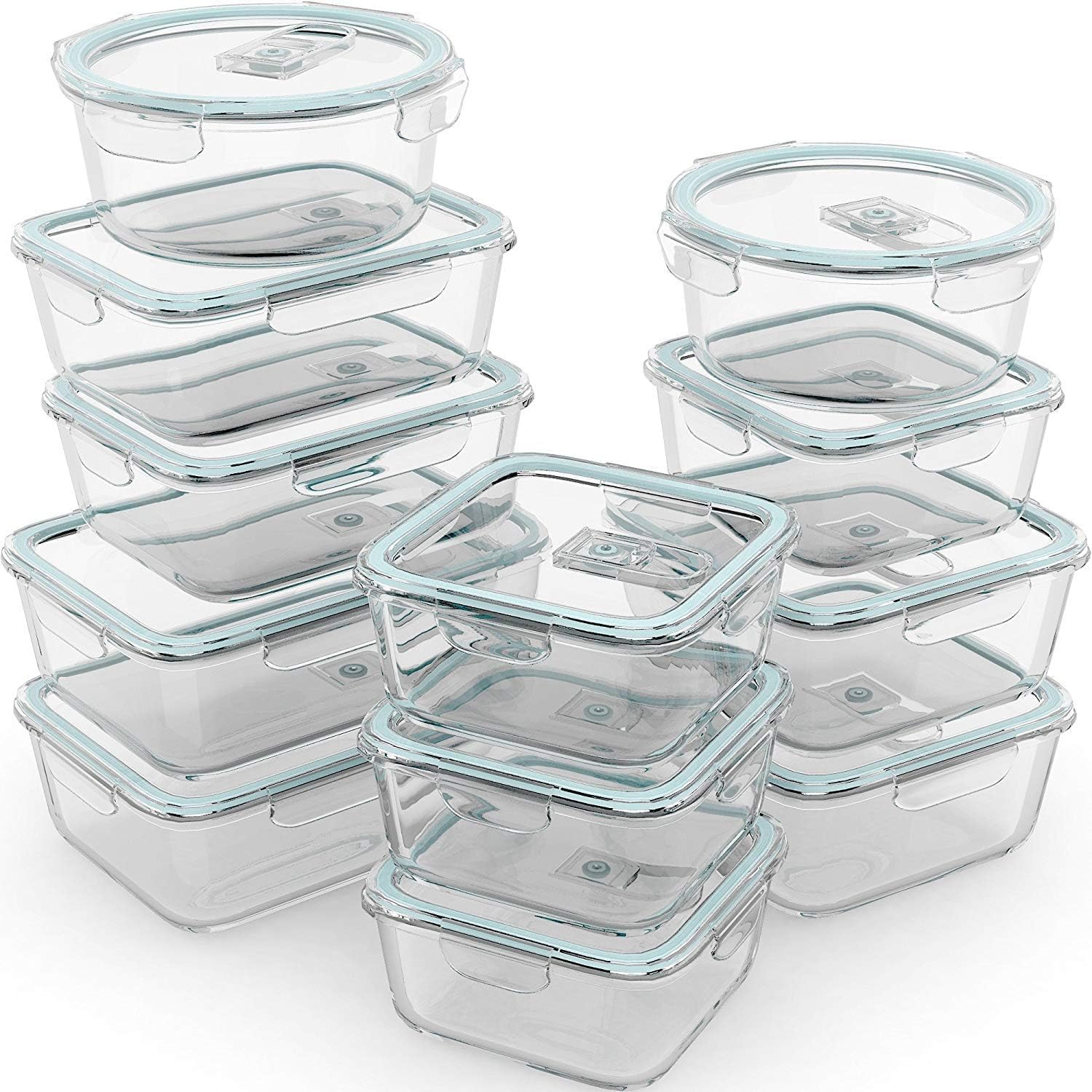 24 Pc Airtight Glass Food Stor - Glass Meal Prep Container のレビューと価格