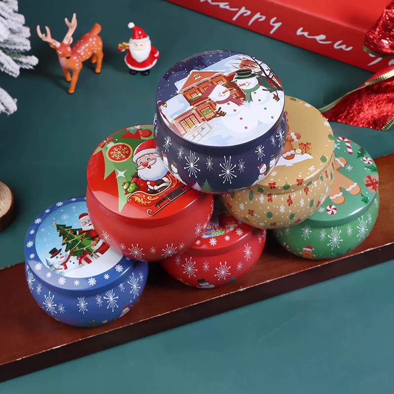 1Pcs Christmas Tinplate Round  - Food Storage Boxes With Lids のレビューと価格