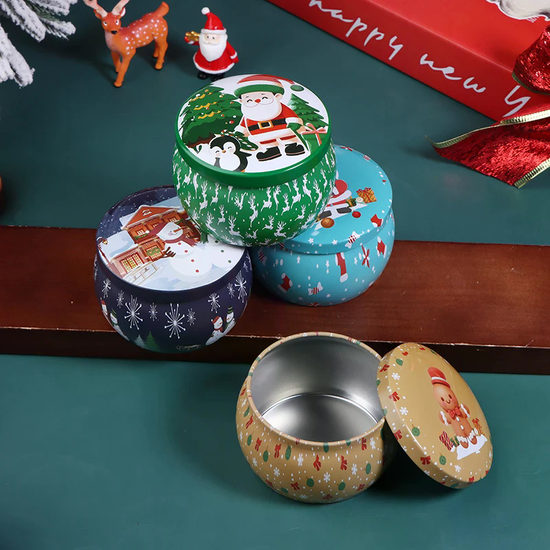 1Pcs Christmas Tinplate Round  - Food Storage Boxes With Lids のレビューと価格