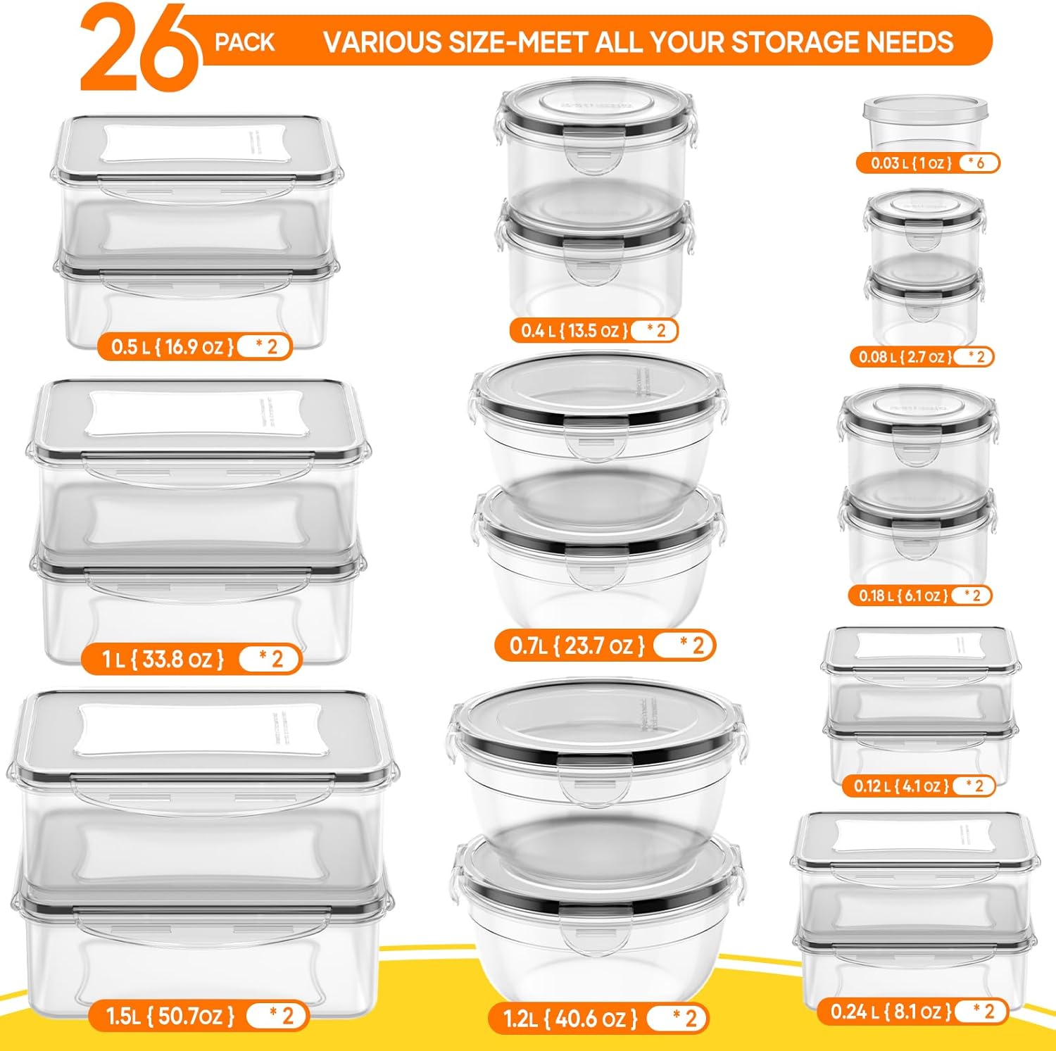 52 PCS Food Storage Containers - Food Storage Meals のレビューと価格