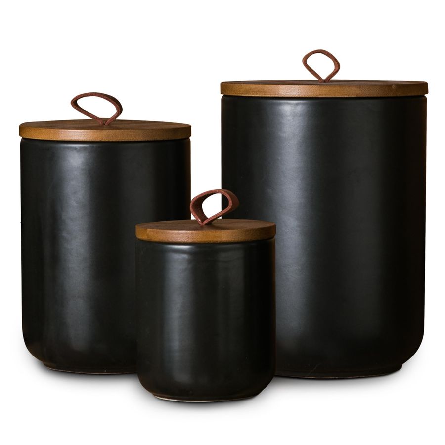 Black Ceramic Canister Set wit - Food Storage Jar Set のレビューと価格