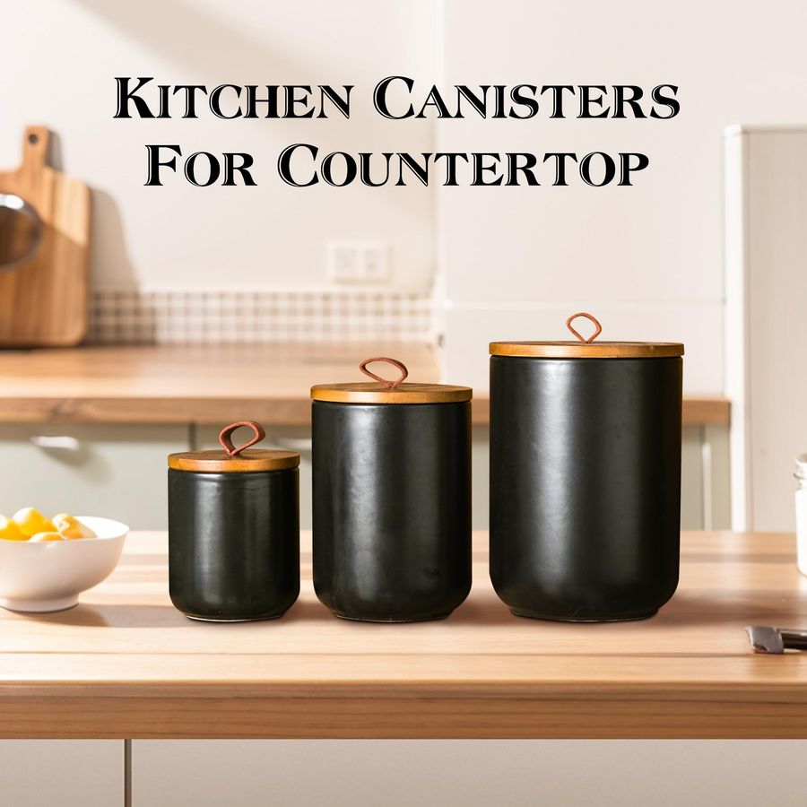 Black Ceramic Canister Set wit - Food Storage Jar Set のレビューと価格