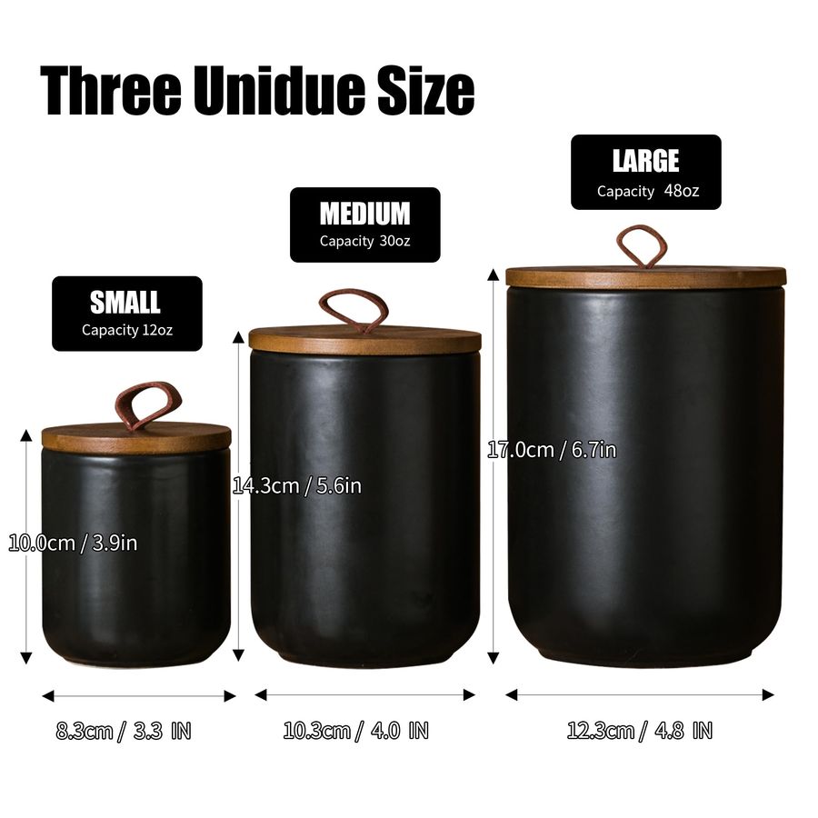Black Ceramic Canister Set wit - Food Storage Jar Set のレビューと価格