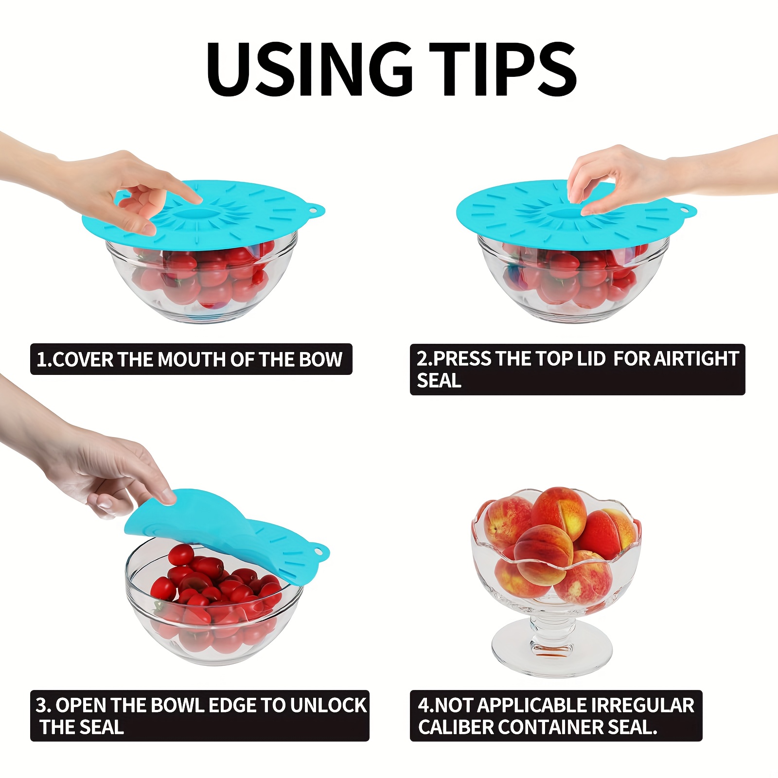 5-Piece Silicone Lids, Heat-Re - Food Storage Silicone のレビューと価格