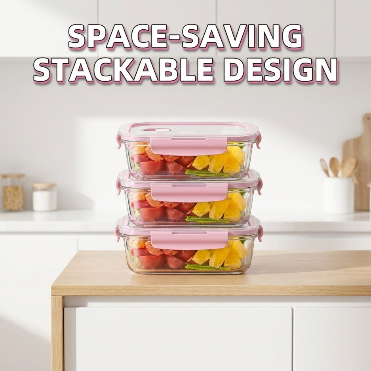 Cute Pink Glass Food Container - Glass Meal Prep Container のレビューと価格