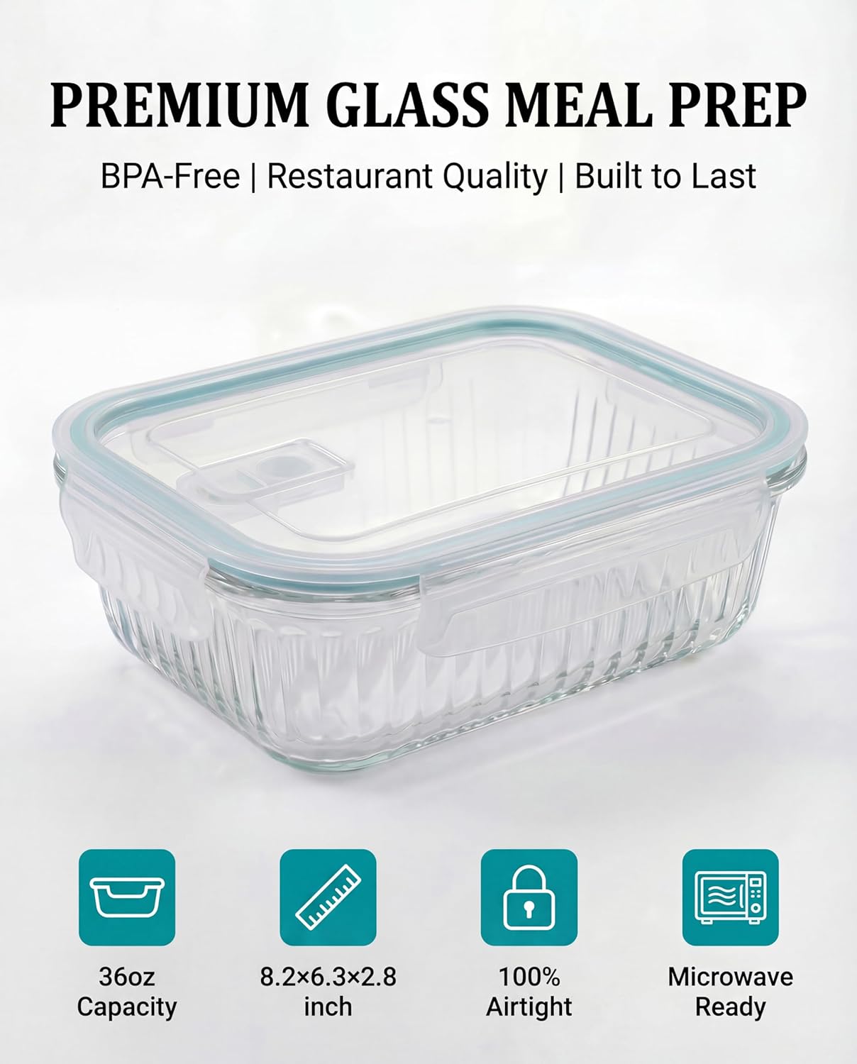 5-Packs, 36 Oz Glass Meal Prep - Glass Meal Prep Container のレビューと価格