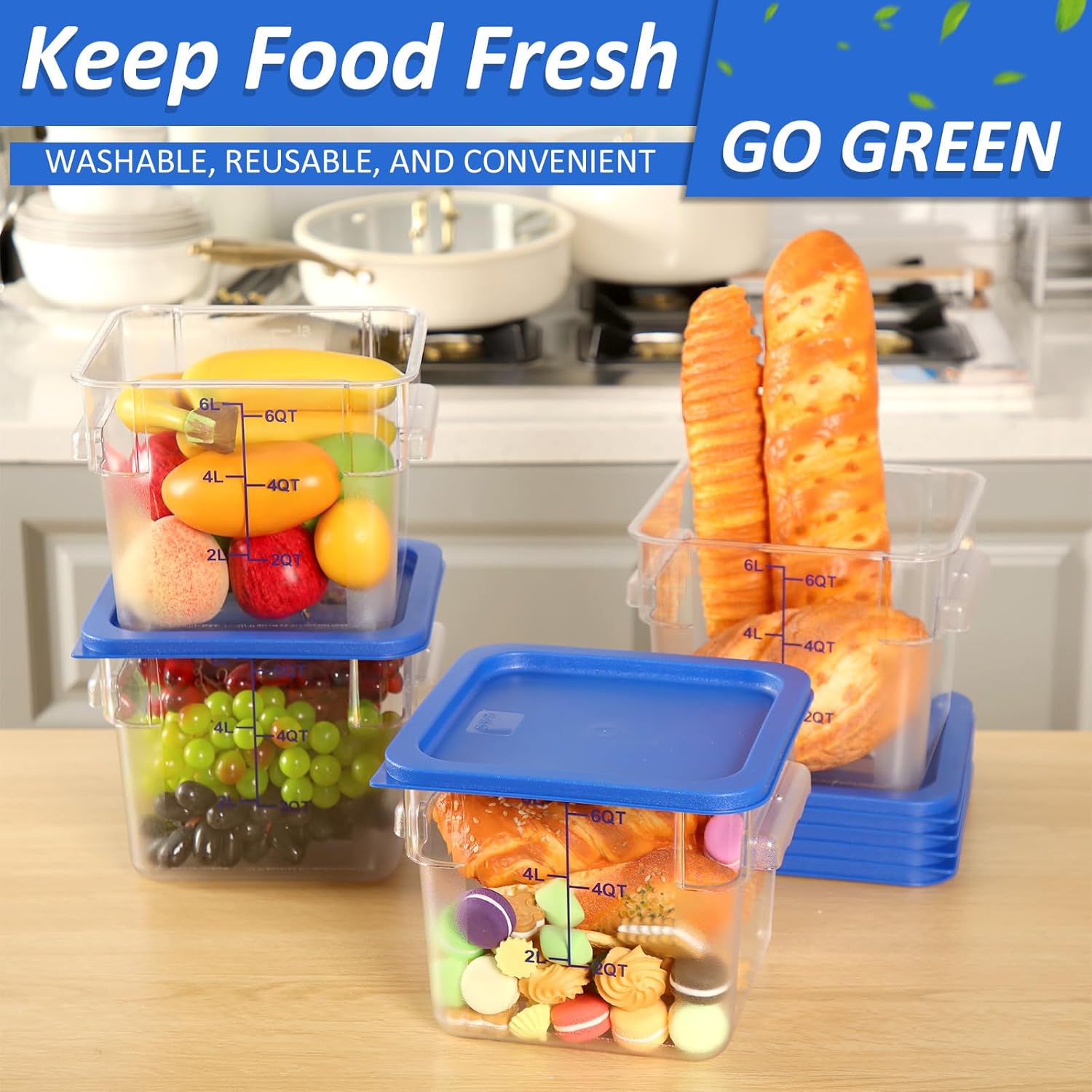 12 Pcs 6 Qt Airtight Food Stor - Food Storage 12 Qt のレビューと価格