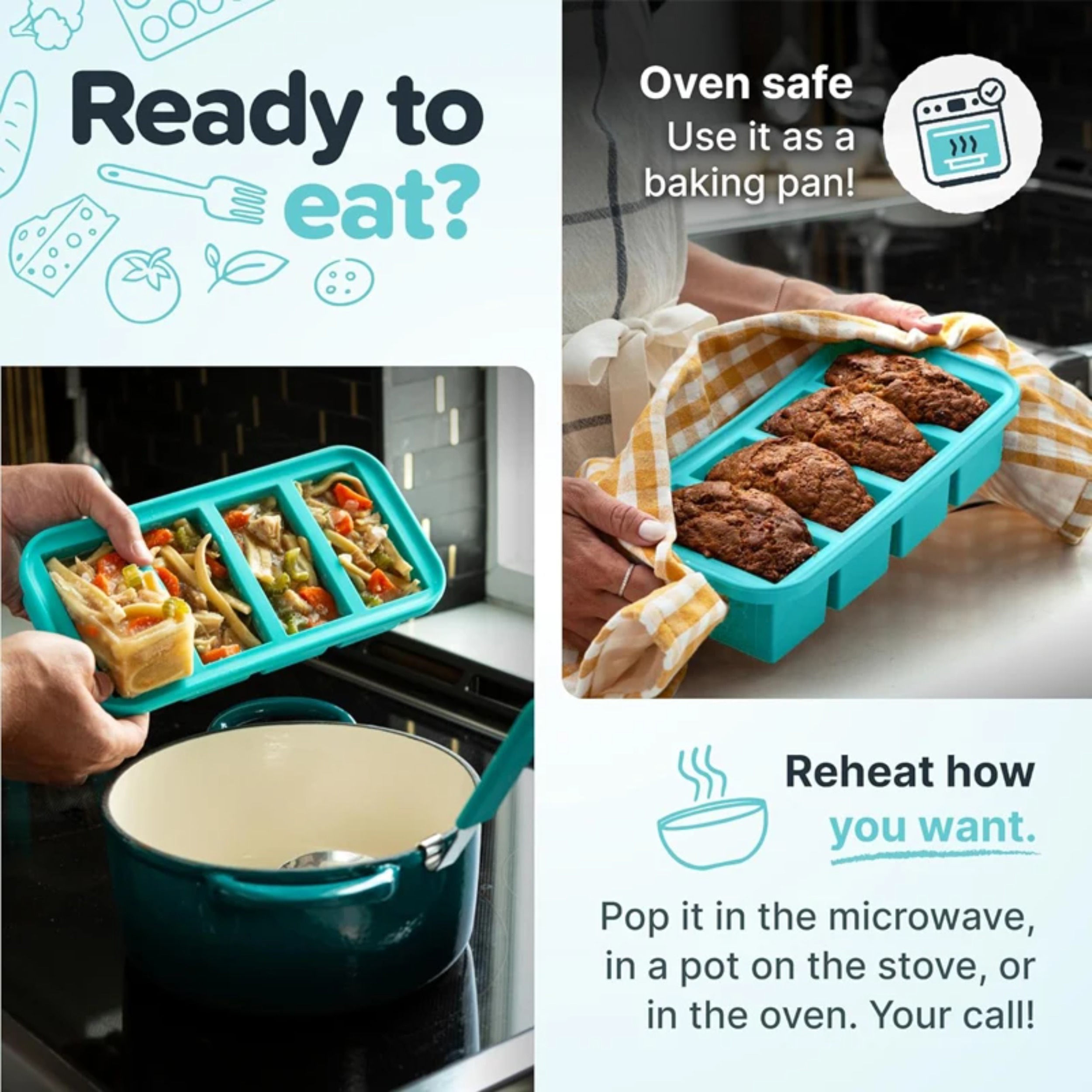 1PC 2/4/6Grid Silicone Freezer - Food Storage Silicone のレビューと価格