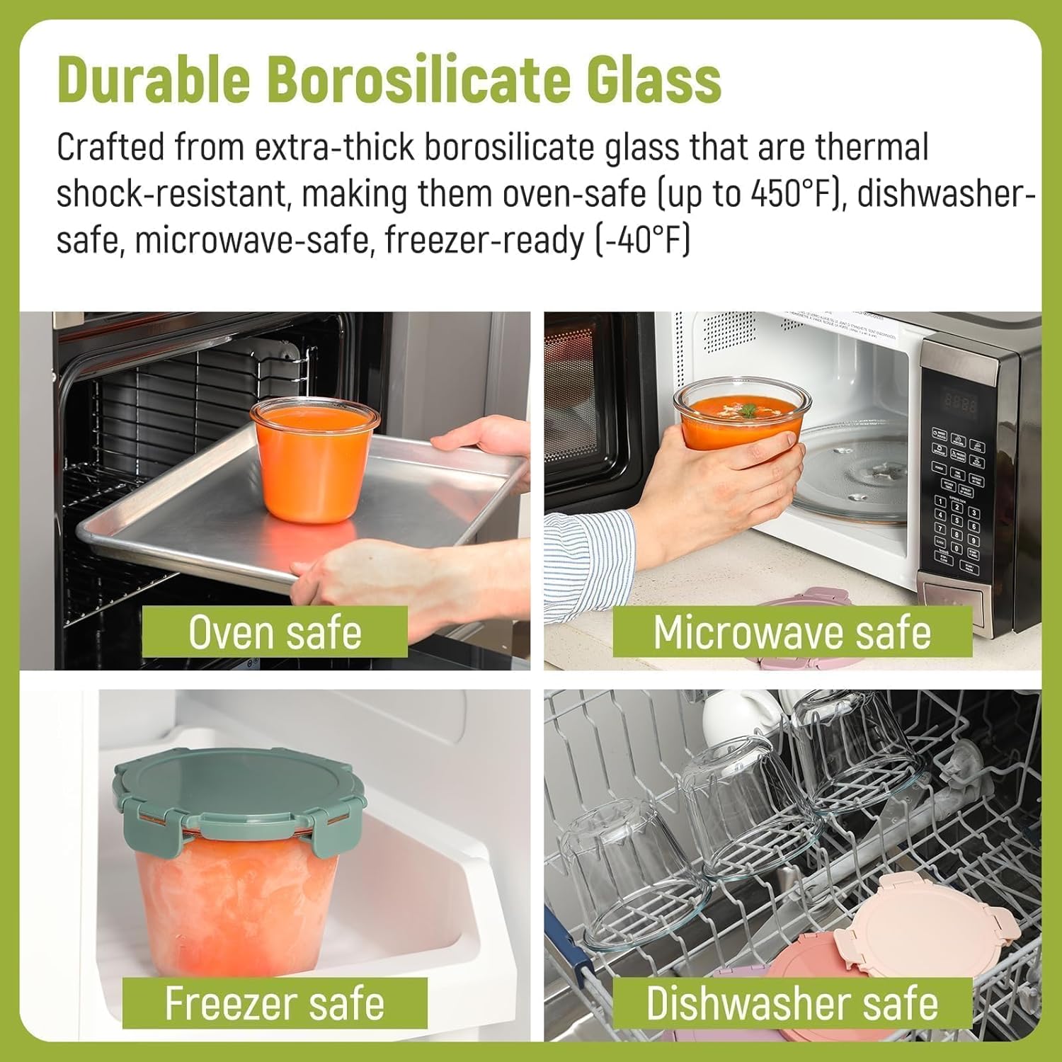 [UPGRADED LID] 6 Sets 3 Cup/24 - Glass Meal Prep Container のレビューと価格