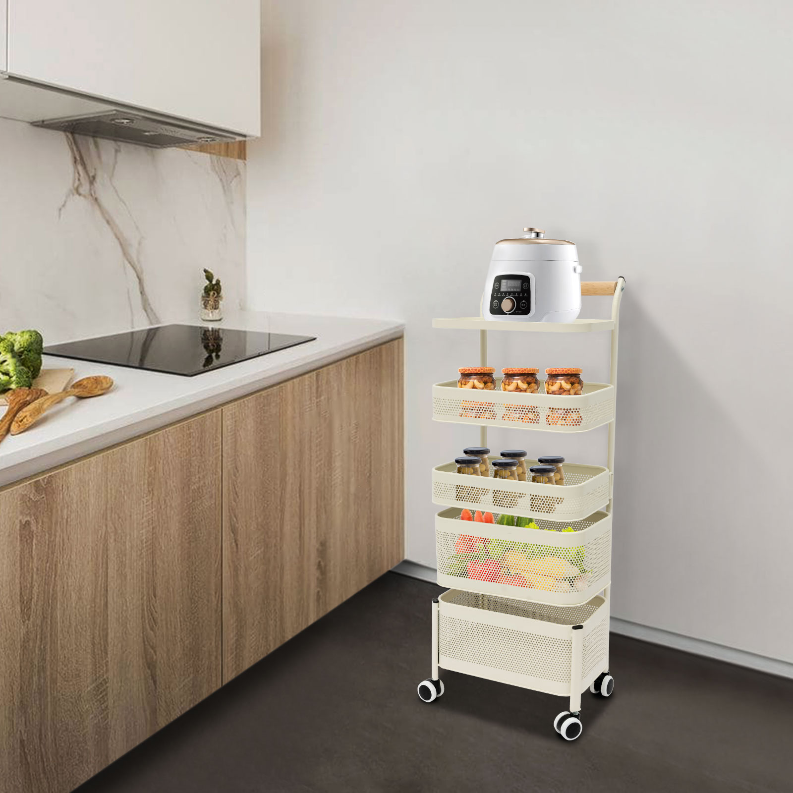 5-Tier Kitchen Storage Rack on - Food Storage On Wheels のレビューと価格